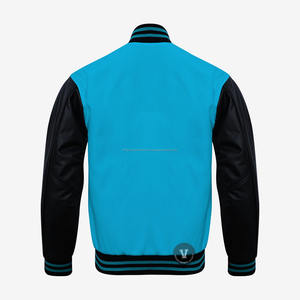 Col montant personnalisé 100% laine en cuir véritable manches veste universitaire pour hommes personnalisé Baseball Letterman manteau avec processus de revêtement - Product Image 2