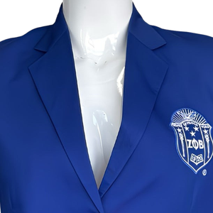 Blazer bleu Zeta Phi Beta pour femme, veste formelle de sororité grecque avec écusson brodé, coupe ajustée pour le bureau - Product Image 3