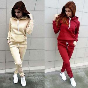 ชุดกีฬาเอวกระชับสีทึบเสื้อแขนยาวเสื้อกั๊กกางเกงชุด 2 ชิ้น - Product Image 4