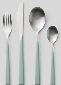 Ensemble de couverts minimalistes en acier inoxydable poli miroir avec manche vert menthe, compatible lave-vaisselle, idéal pour les dîners de mariage - Product Image 3