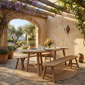 Modern Solid Teak Wood Premium Garden Dining <b>Bench</b> Sturdy Outdoor Picnic Seat with Trestle <b>Legs</b> for Patio Backyard Park - Product Image 5