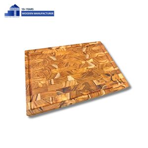 Planche à découper rectangulaire en bois, 2,0 cm d'épaisseur, motif damier en grain de bois, écologique, antibactérienne, antidérapante, compatible lave-vaisselle - Product Image 4