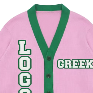 <b>Long</b> Sleeve Winter Embroidery Customizable Unisex College Knitted <b>Cardigan</b> Sweater - Product Image 3