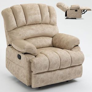 Sillón Reclinable Manual Grande Color Beige para Sala de Estar, Producto de Tela Cómoda - Product Image 6
