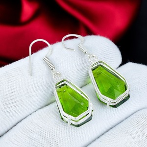 Green Peridot Gemstone <b>Earrings</b> <b>Solid</b> 925 Sterling <b>Silver</b> Handmade Bohemian <b>Earrings</b> Halloween Party Jewelry Birthday Gifts - Product Image 5