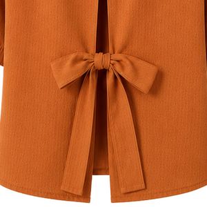 Camisa Corta Bordada Color Naranja Quemado para Mujer, Blusa Casual de Verano con Botones, Mezcla de Lino, Logotipo Personalizado, Top de Moda - Product Image 6