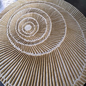 <b>Round</b> Spiral Pattern Rug Beige Cream Textured Modern Hand Tufted Area Rug <b>Carpet</b> Luxury Designer Living Room Bedroom Floor Decor - Product Image 5