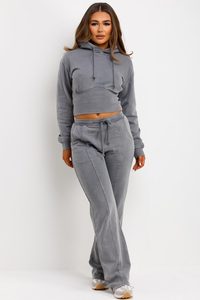 Ensemble de survêtement unisexe en molleton 100 % coton délavé à l'acide avec logo personnalisé de haute qualité, style streetwear, poids lourd, pour femme - Product Image 2