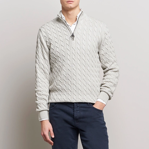 Custom Logo Fashion Winter Embroidery Knitwear <b>Cable</b> Jacquard Casual Knitted <b>Sweater</b> Top Half Zipper Pullover Men <b>Knit</b> <b>Sweater</b> - Product Image 2