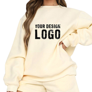 Sudadera de cuello redondo para mujer, de todos los colores, corte holgado, forro polar, con logo personalizado, estilo casual urbano, venta al por mayor B2B - Product Image 2