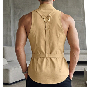 <b>Men</b>’s Sleeveless Lace-Up <b>Harness</b> Shirt - Product Image 1