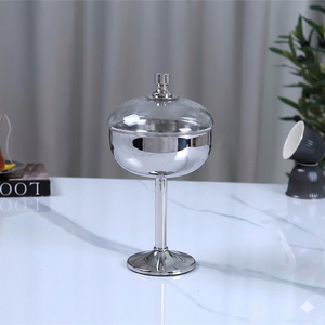 Moderno y Lujoso Tarro de Dulces de Acero Inoxidable con Acabado Espejo y Tapa Metálica, Elegante Contenedor de Dátiles con Pedestal para Decoración de Ramadán - Product Image 5