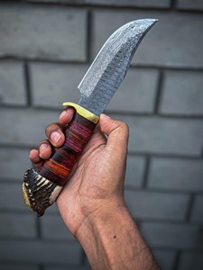 Cuchillo Bowie de Hoja Fija Hecho a Mano de Acero al Carbono con Punta Caída, Mango de Madera y Cuerno, Accesorios de Latón, Borde Biselado, ODM OEM, 8 Pulgadas - Product Image 6