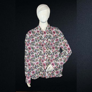 Custom Made Block Printed Cotton Full Sleeve Shirts Hand Block Printed Women Causal Cotton Wear Hand Printed Shirt - Product Image 4