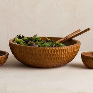 Tazón para Servir Hecho a Mano de Madera de Mango con Diseño Tallado |   Venta al por mayor - Product Image 2