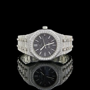 Reloj Automático de Lujo Personalizado para Hombre, con Diamantes Brillantes, Completamente Cubierto de Moissanita VVS, Caja de 9 mm de Grosor, Cronógrafo, Función de Negocios, Cristal - Product Image 3