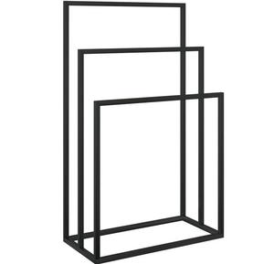 Séchoir à linge 2 niveaux pour la maison, porte-serviettes de salle de bain en métal noir moderne, porte-serviettes sur pied - Product Image 6