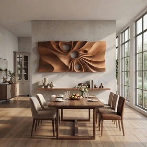 Décoration murale en bois sculptée à la main, style rustique, pour chambre, salon, entrée, ambiance rustique, décoration murale solide, décoration intérieure - Product Image 3