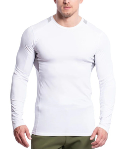 Men's Long Sleeve Compression T-<b>Shirt</b> <b>White</b> Quick Dry Moisture Wicking <b>Slim</b> <b>Fit</b> Sporty Base Layer O-Neck Knitted Polyester - Product Image 4