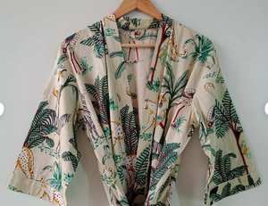 Robe kimono en coton à imprimé animalier bohème, col en V, séchage rapide, pour la plage, printemps-été - Product Image 1