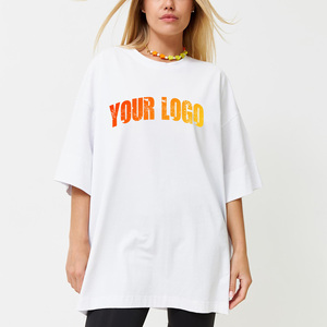 Women <b>Oversized</b> White Cotton <b>T</b>-<b>Shirt</b> Crew <b>Neck</b> Short Sleeve Logo Printed Loose Fit All Seasons Jersey Breathable Style for sale - Product Image 1