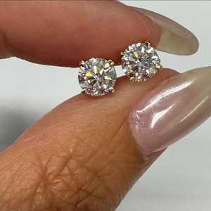 Custom 1ct Round Cut Lab Grown Diamond <b>Stud</b> Earrings Solid 14K Gold Basket Setting Wholesale Factory Price Everyday Wear jewelry - Product Image 2