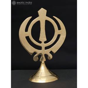 แฮนด์เมด6 "waheguru Khanda Khanda sahib รูปปั้นทองเหลืองสัญลักษณ์ทางศาสนา sikh - Product Image 2