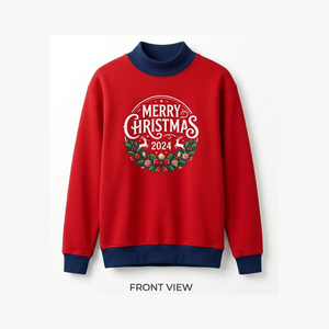 <b>Women</b> <b>Christmas</b> Best Selling 2026 MockNeck Pullover <b>Sweatshirt</b> Front Logo OEM Casual Holiday Long Sleeve Top Loose fit - Product Image 1