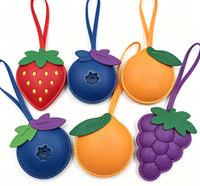 Magnifique porte-clés pendentif en cuir PU artistique, motif citron, impression UV, durable, forme rectangulaire, style mignon