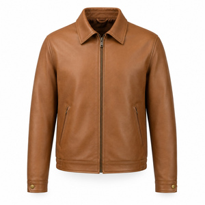 Veste en cuir véritable vintage imperméable de qualité supérieure pour homme, style motard, avec logo frontal, vente en gros - Product Image 1