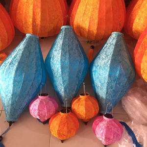 Silk Lanterns Painted Bamboo Silk Lanterns Hanging Lights For Restaurant Hotel Garden Vietnam Silk Lanterns Decor - Product Image 1