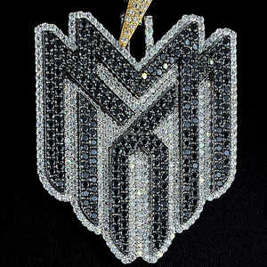 Hip Hop Jewelry Iced Out Black diamond Logo Pendant Double Layer Diamond <b>Tester</b> approved VVS Moissanite Luxury Custom Pendant - Product Image 4
