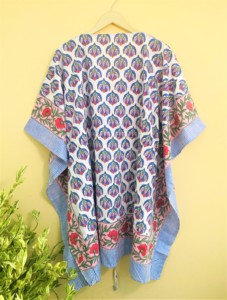 Floral Cotton <b>Kaftan</b> Dress for Women Hand Block Print Lounge Wear, Lightweight Resort & <b>Beach</b> Caftan Cotton Lounge and <b>Beach</b> - Product Image 5