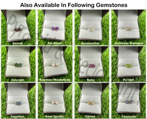 8-10mm Natural Raw Ruby Gemstone Stud <b>Earrings</b> Prong Set Gold Vermeil <b>Sterling</b> <b>Silver</b> Birthstone Jewelry Anniversary Party Gift - Product Image 2