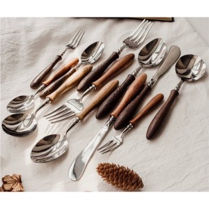 Rustic Wooden Handle <b>Flatware</b> Set Premium Stainless Steel Cutlery Eco Friendly Dinnerware Set For Home Restaurant Cutlery Set - Product Image 2