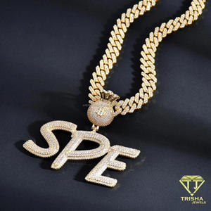 Pendentif personnalisé en forme de lettre SPE avec breloque sac à monnaie, en argent sterling 925, diamant de laboratoire, style hip-hop glacé - Product Image 5