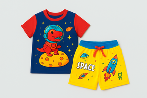 Ensemble T-shirt et short en coton pour enfants, confortable, respirant, léger, tenue décontractée, taille personnalisée - Product Image 3