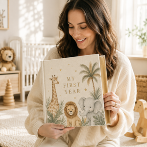 LABON <span class=keywords><strong>Livre</strong></span> de souvenirs <span class=keywords><strong>personnalisé</strong></span> pour bébé, Journal de ma première année, Thème Safari, Album de scrapbooking de luxe à couverture rigide <span class=keywords><strong>avec</strong></span> dorure à chaud, Cadeau en gros - Product Image 2