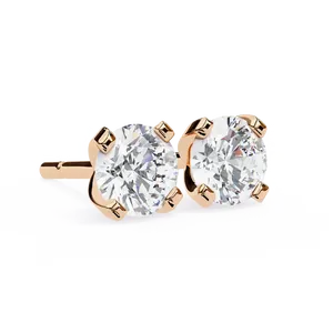 Boucles d'oreilles solitaires pour femmes en or massif 18 carats avec diamant de laboratoire rond brillant de 1,5 carat, à tige, paire - Product Image 6