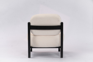 Fauteuil d'appoint Boucle - Fauteuil sculptural à structure en <span class=keywords><strong>bois</strong></span> noir avec pieds coniques « corne » - <span class=keywords><strong>Chaise</strong></span> d'appoint moderne en sherpa pour salon - Product Image 3