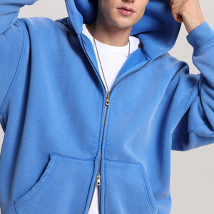 Sweat-shirts à capuche personnalisés en gros à double fermeture éclair, coupe oversize, épais, pour hommes, effet délavé, thermiques, à double zip - Product Image 3