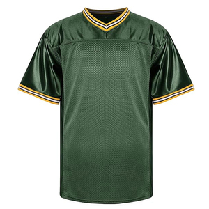 Camisetas de fútbol americano verdes sólidas para hombre, de malla de poliéster, material liso, estilo jersey, ropa deportiva. - Product Image 1