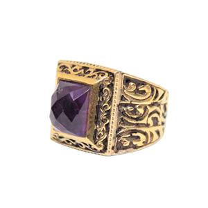 <b>Indian</b> Designer 925 Sterling Silver <b>Ring</b> High Selling Latest Collection Chakar Cut Amethyst Gemstone Classic Gold Weddings - Product Image 1
