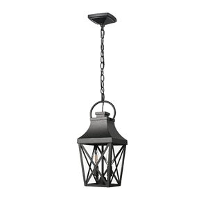 Lampadario a gabbia pendente da esterno nero a 2 luci per esterno in vetro trasparente per portico e struttura a soffitto (1 confezione) - Product Image 1
