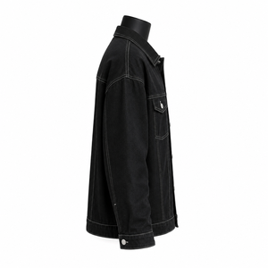 Chaqueta Vaquera Negra Personalizada para Hombre, Chaqueta Vaquera de Algodón Extra Grande, Fabricante Mayorista OEM ODM - Product Image 4