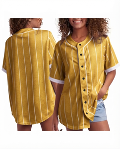 Camiseta de Béisbol para Mujer, Diseño Personalizado Color Mostaza, Deportiva, Transpirable, 100% Poliéster, Teñida, Cuello en V, Manga Corta, Venta al Por Mayor - Product Image 1
