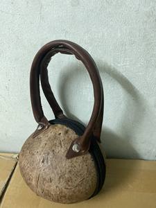 Bolso vintage de cáscara de coco hecho de coco real con asa de cuero y forro para mujer, bolso de playa de recuerdo diario - Product Image 6