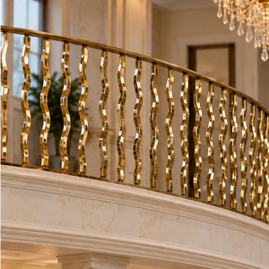 Rampe d'escalier en bronze sculpté en forme de vague pour hôtels de luxe, villas, escaliers et intérieurs architecturaux modernes - Product Image 4