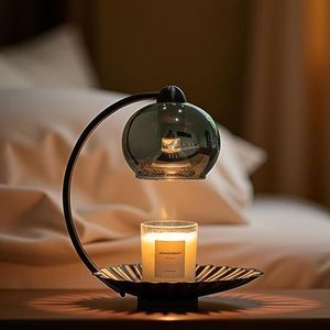 Calentador de Velas de Metal Negro con Cúpula de Vidrio para Aromaterapia en Interiores, Decoración del Hogar, Lámpara Calentadora de Velas - Product Image 1