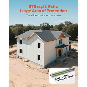 Heavy Duty 4.5 X 150 ft <b>Plastic</b> Sheeting 0.13 mm Thick House <b>Wrap</b> Vapor Barrier Tear-Resistant Drop Cloth Waterproof Membrane - Product Image 2